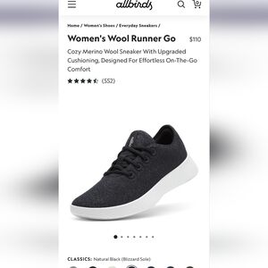 Allbirds Wool Runner Go - Natural Black Size 9